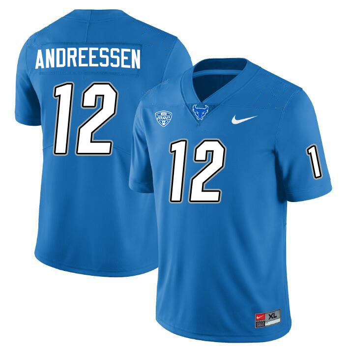 Buffalo Bulls #12 Joe Andreessen College Football Jerseys Stitched Sale-Blue